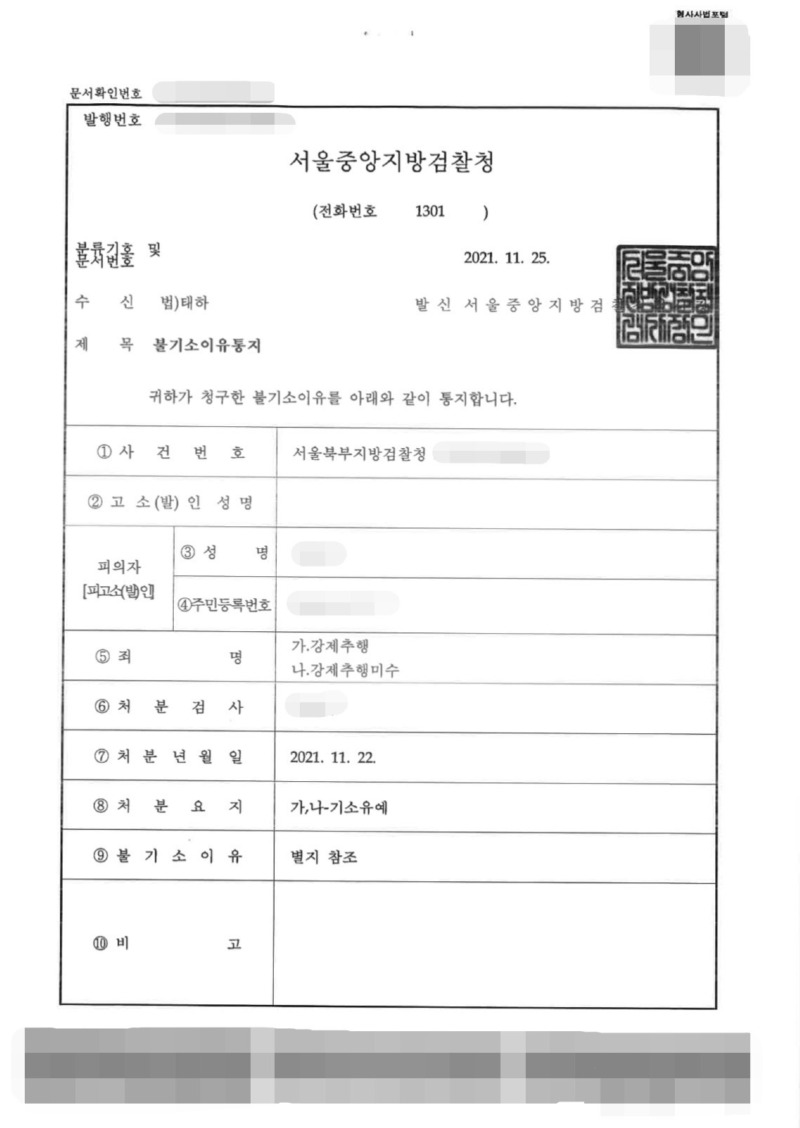 직장 내 성희롱 강제추행 강제추행 미수