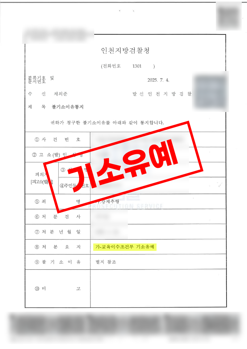 지인 술자리 강제추행 사건 피해자 합의를 통해 교육이수조건부 기소유예