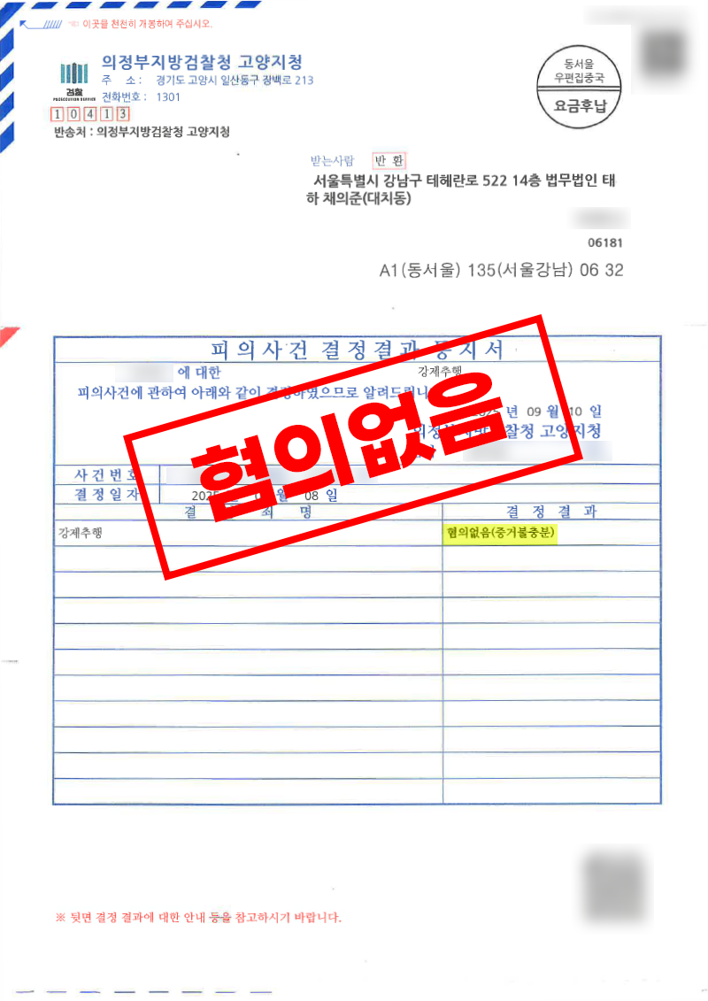 회식 후 발생한 강제추행 혐의 CCTV 정황 분석으로 혐의없음 처분