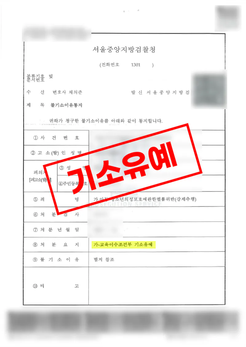 미성년자 상대 강제추행 혐의 보호자와의 신중한 합의와 양형 대응으로 교육이수조건부 기소유예