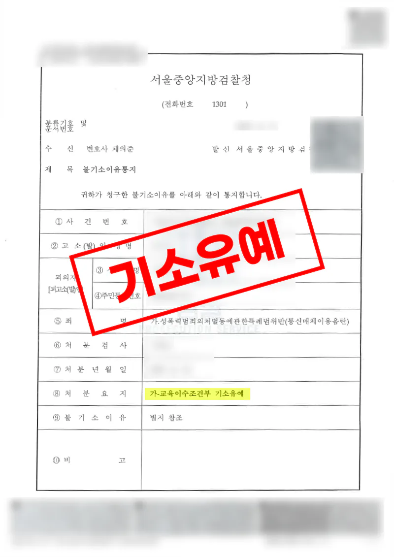인스타그램 DM 통신매체이용음란 사건 형사조정과 합의로 교육이수조건부 기소유예