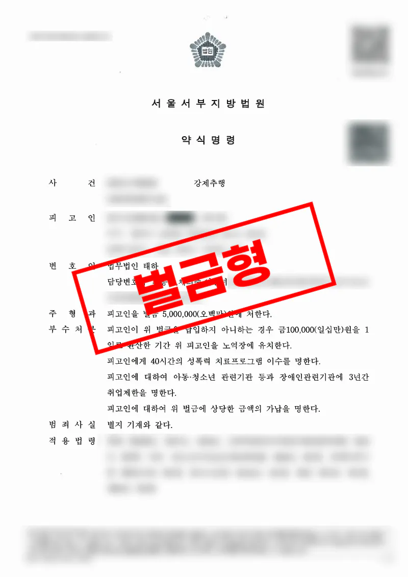 클럽 강제추행 혐의 동종 전과가 있었지만 벌금형으로 마무리된 사례